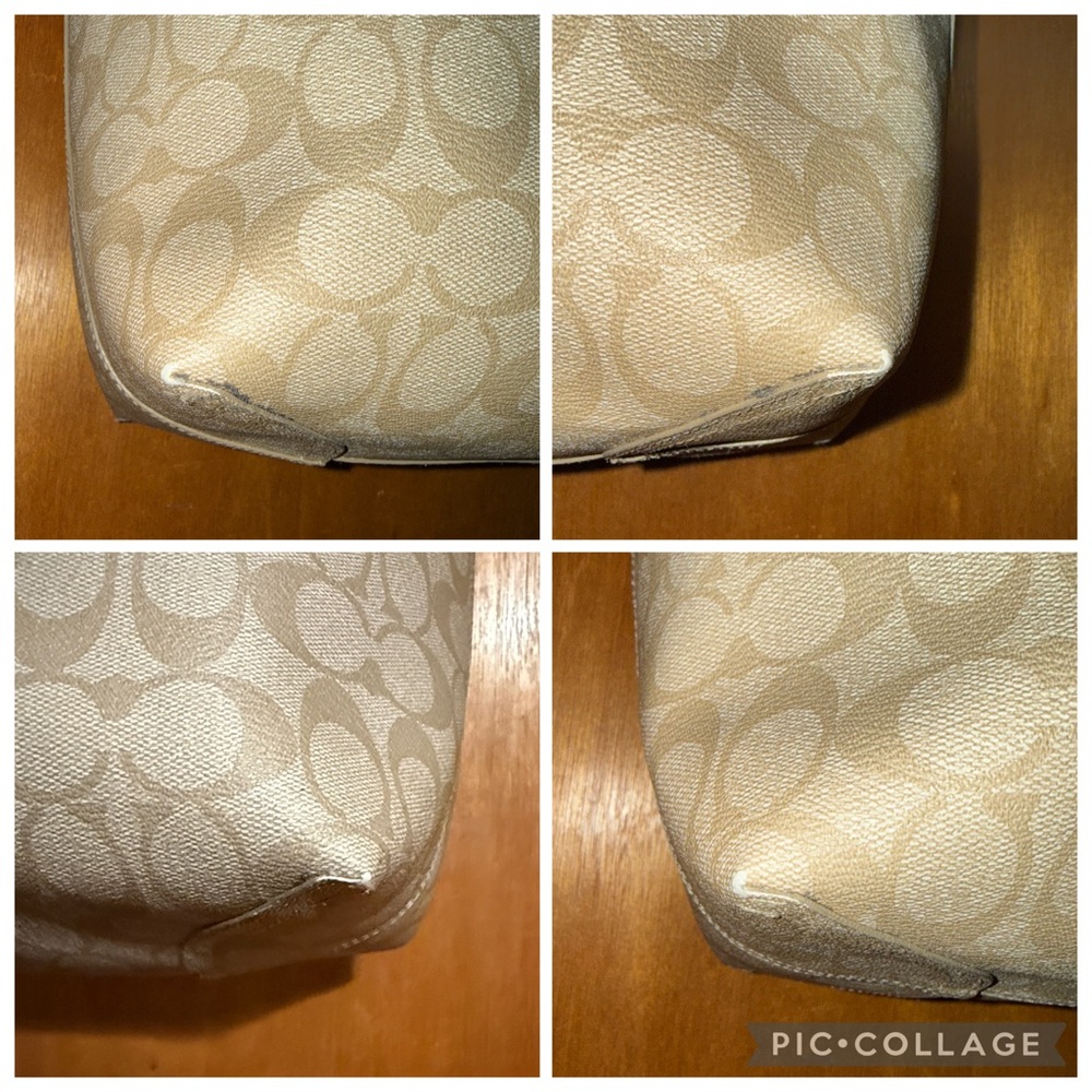 •COACH•WHITE & BEIGE REVERSIBLE CITY TOTE IN SIGNATURE “C” CANVAS & LEATHER EUC - Picture 10 of 16